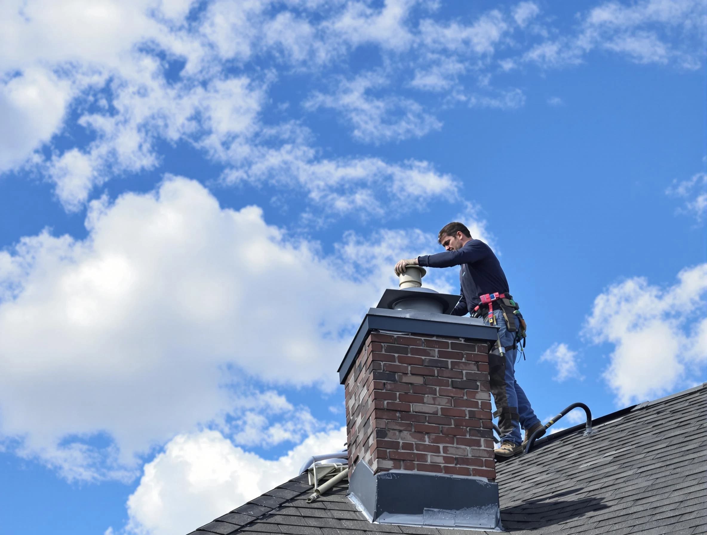 Danvers Chimney Sweep installing a sturdy chimney cap in Danvers, MA