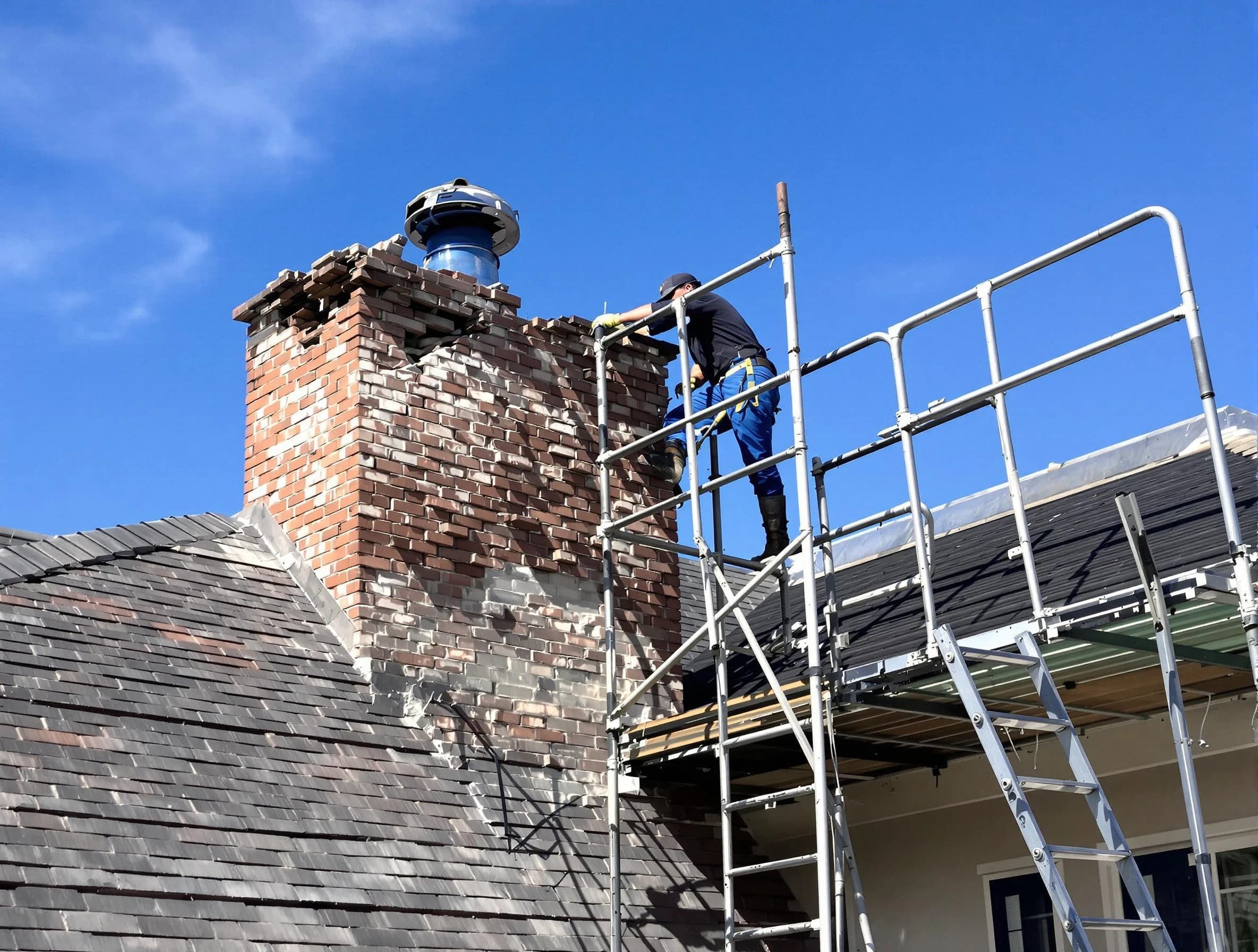 Rebuilding a chimney structure by Danvers Chimney Sweep in Danvers, MA