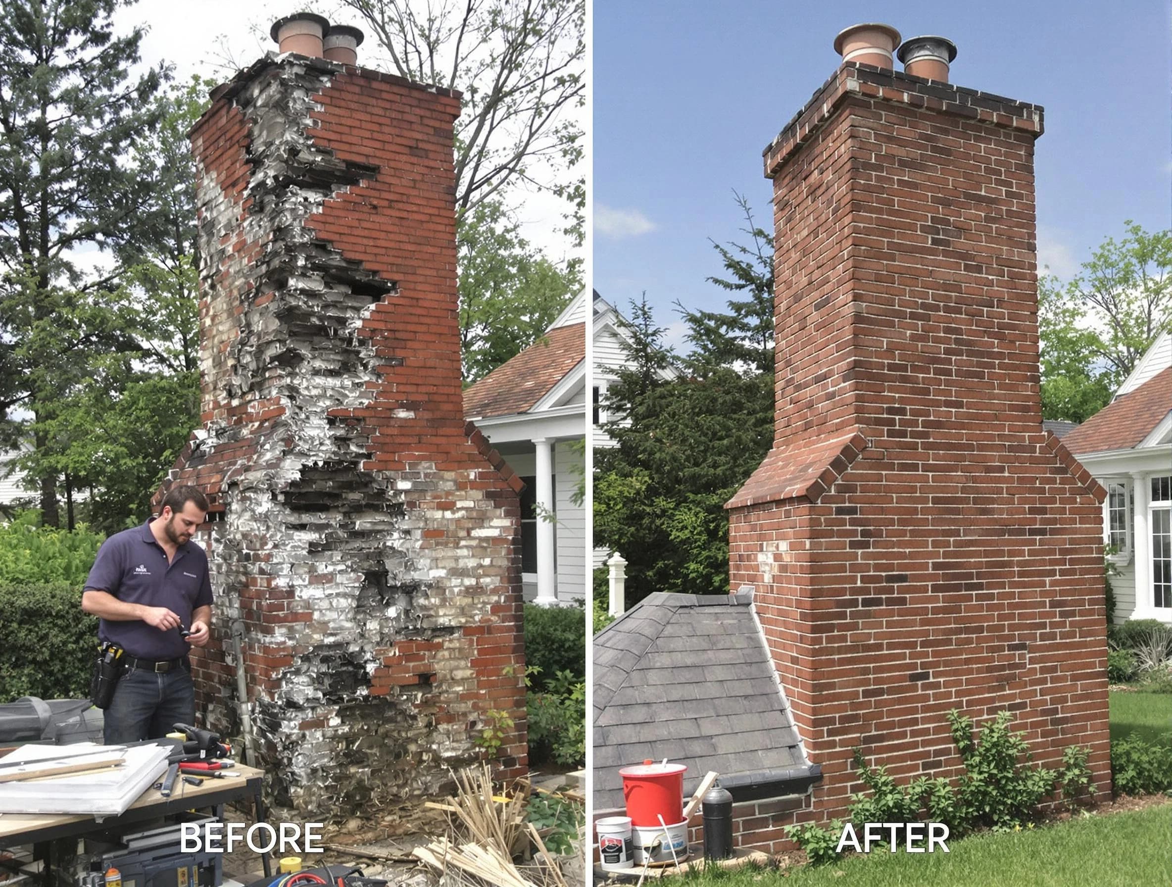 Danvers Chimney Sweep performing a full chimney restoration in Danvers, MA