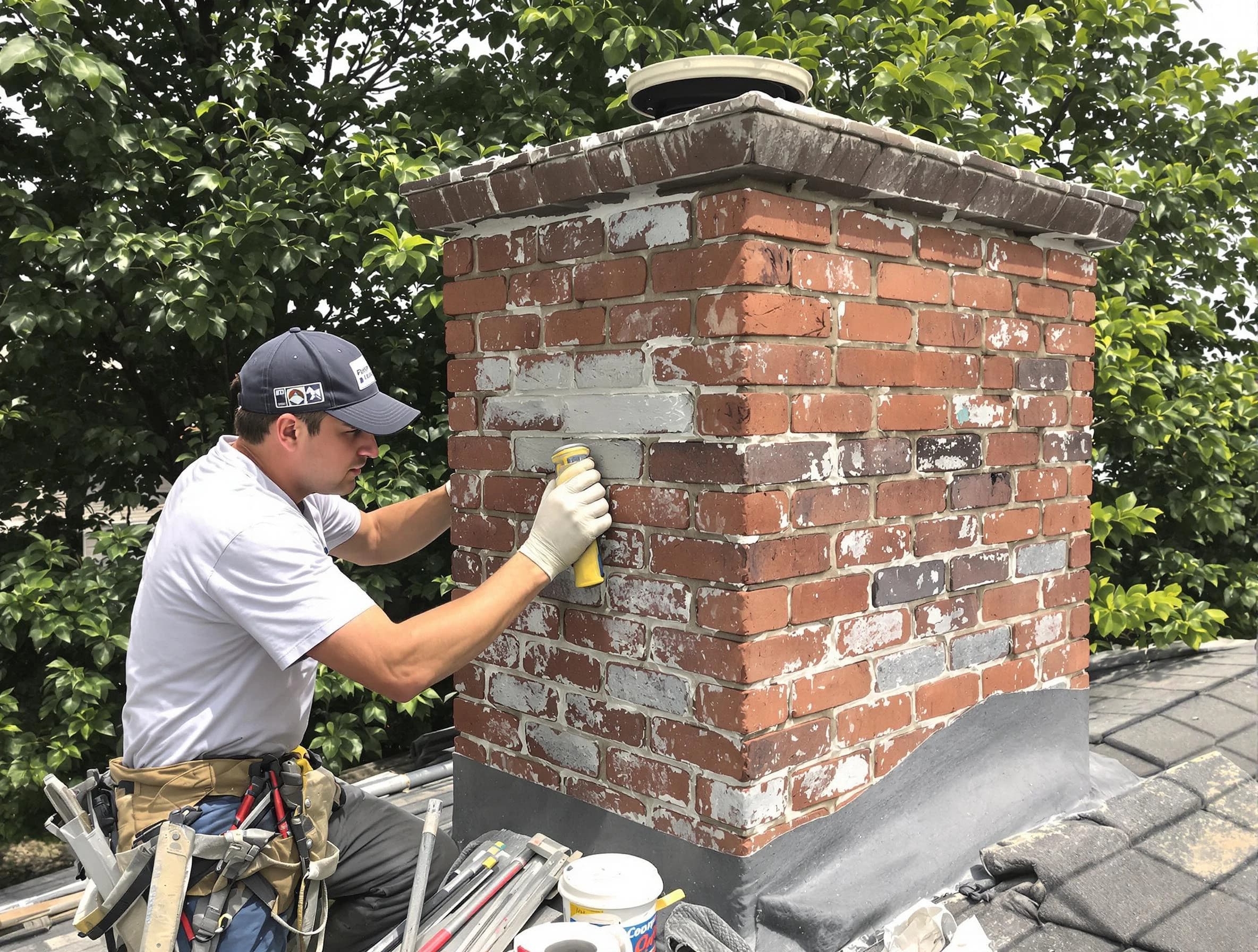 Danvers Chimney Sweep restoring an aging chimney in Danvers, MA
