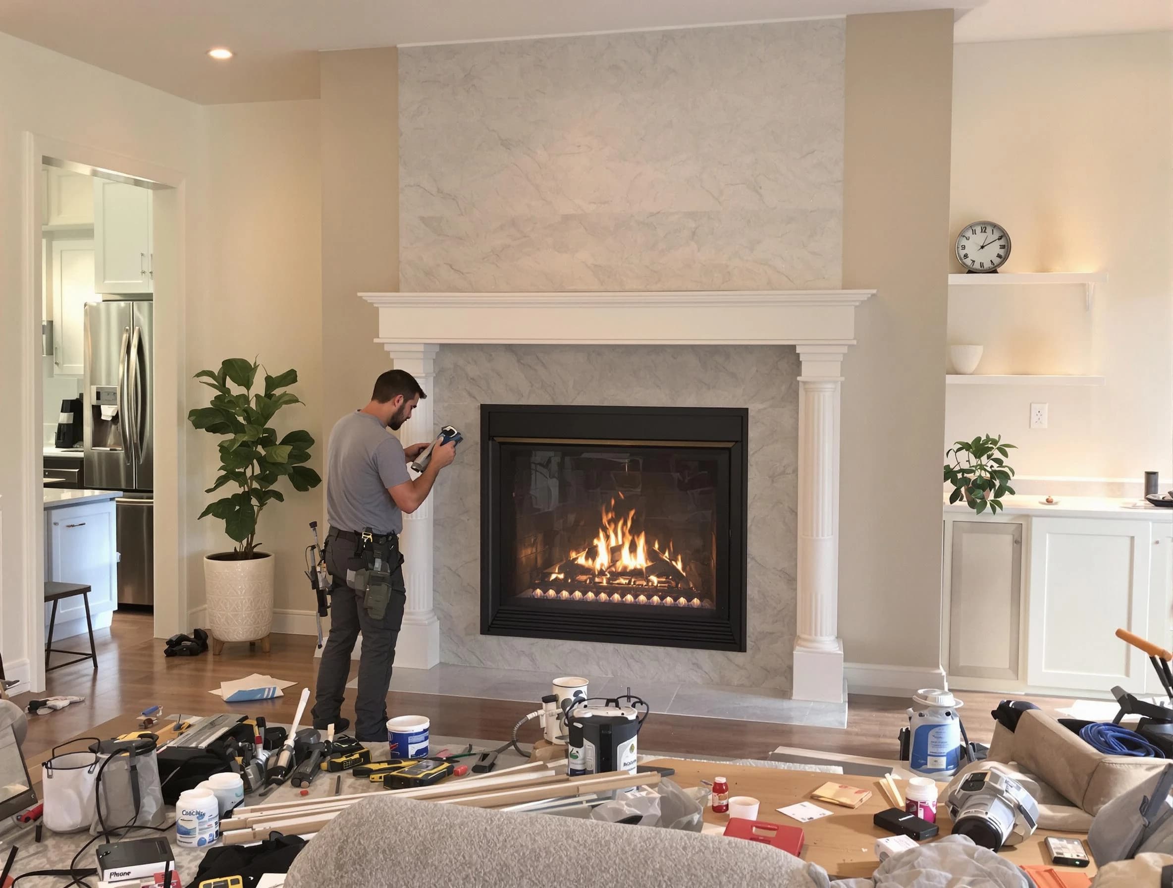 Newly installed fireplace by Danvers Chimney Sweep in Danvers, MA