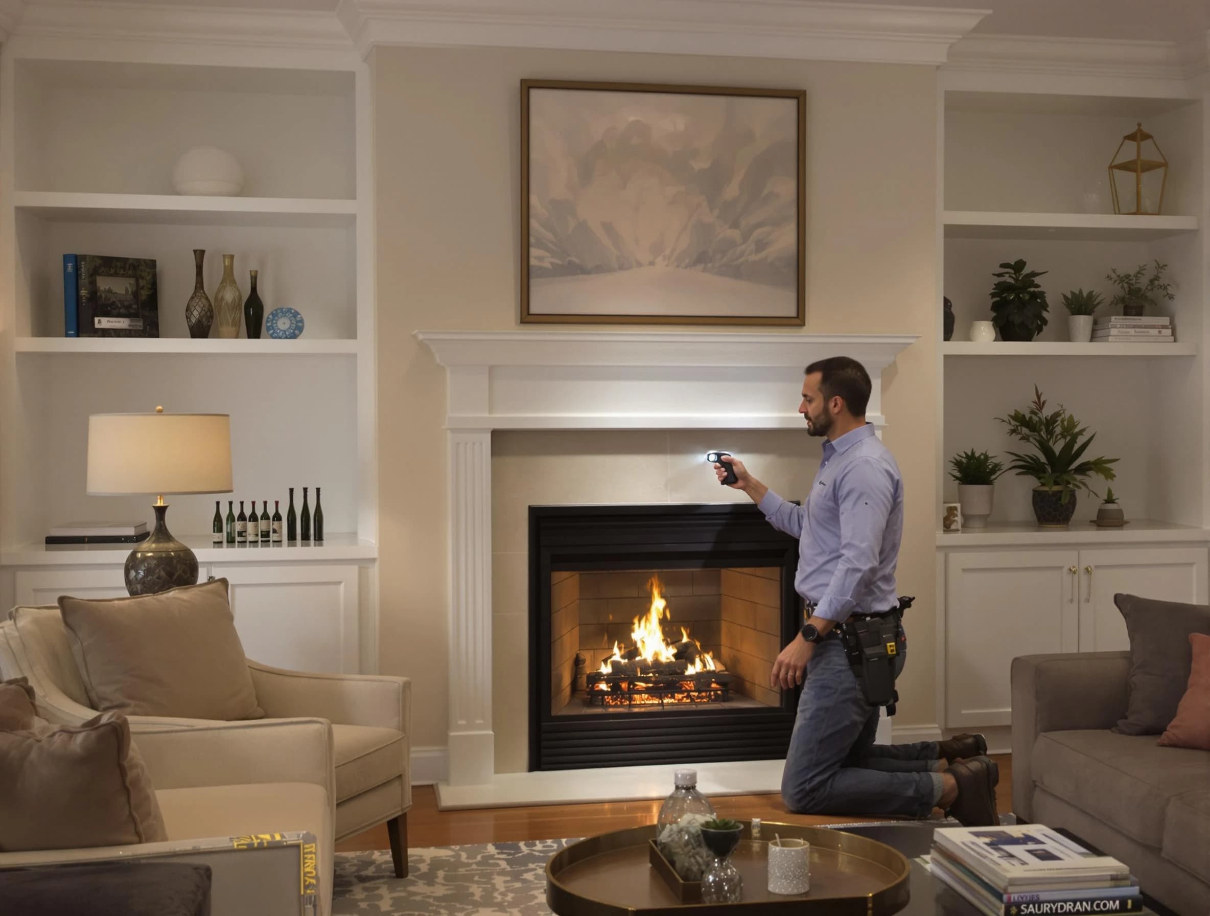 Danvers Chimney Sweep conducting a fireplace safety inspection in Danvers, MA