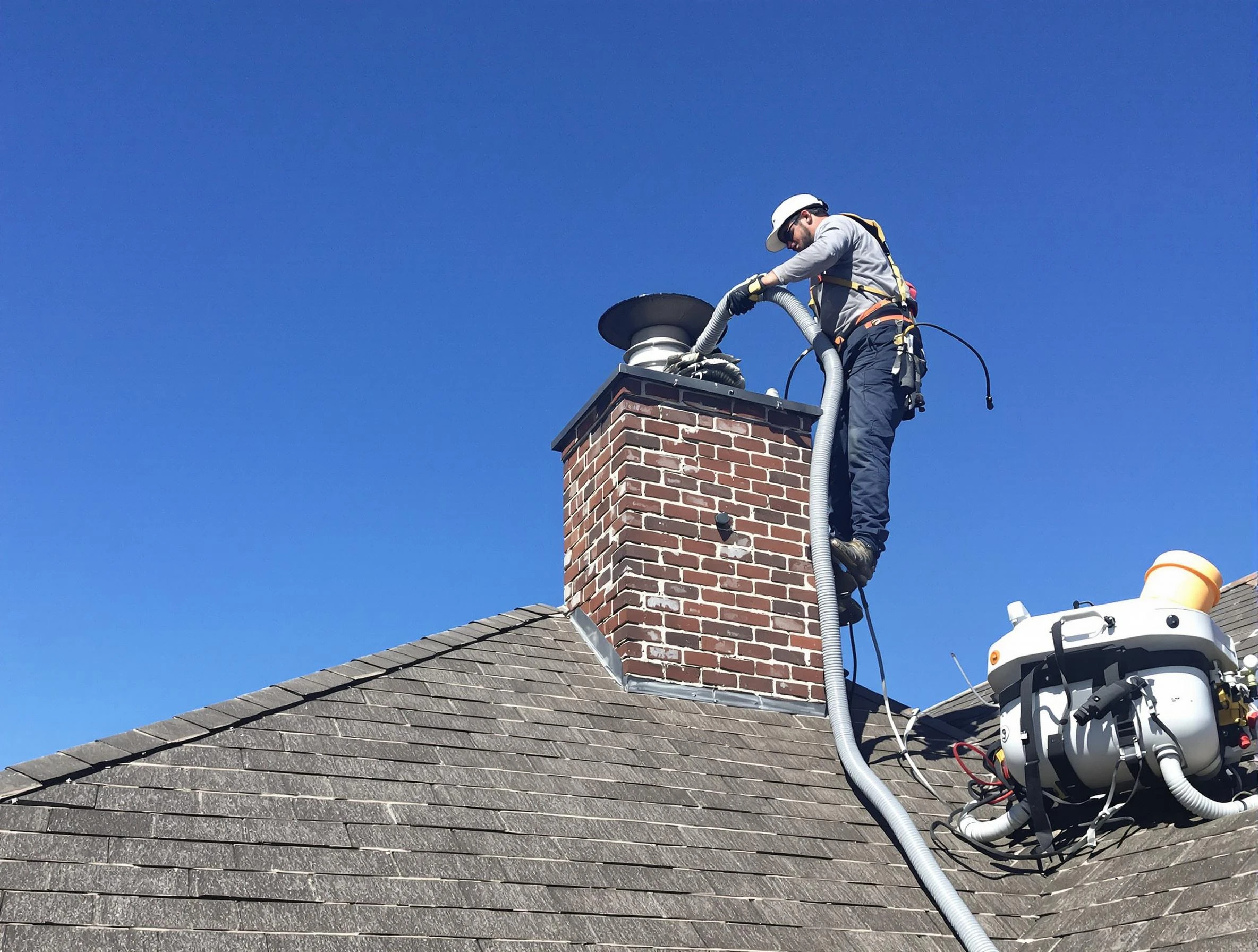 Dedicated Danvers Chimney Sweep team member cleaning a chimney in Danvers, MA