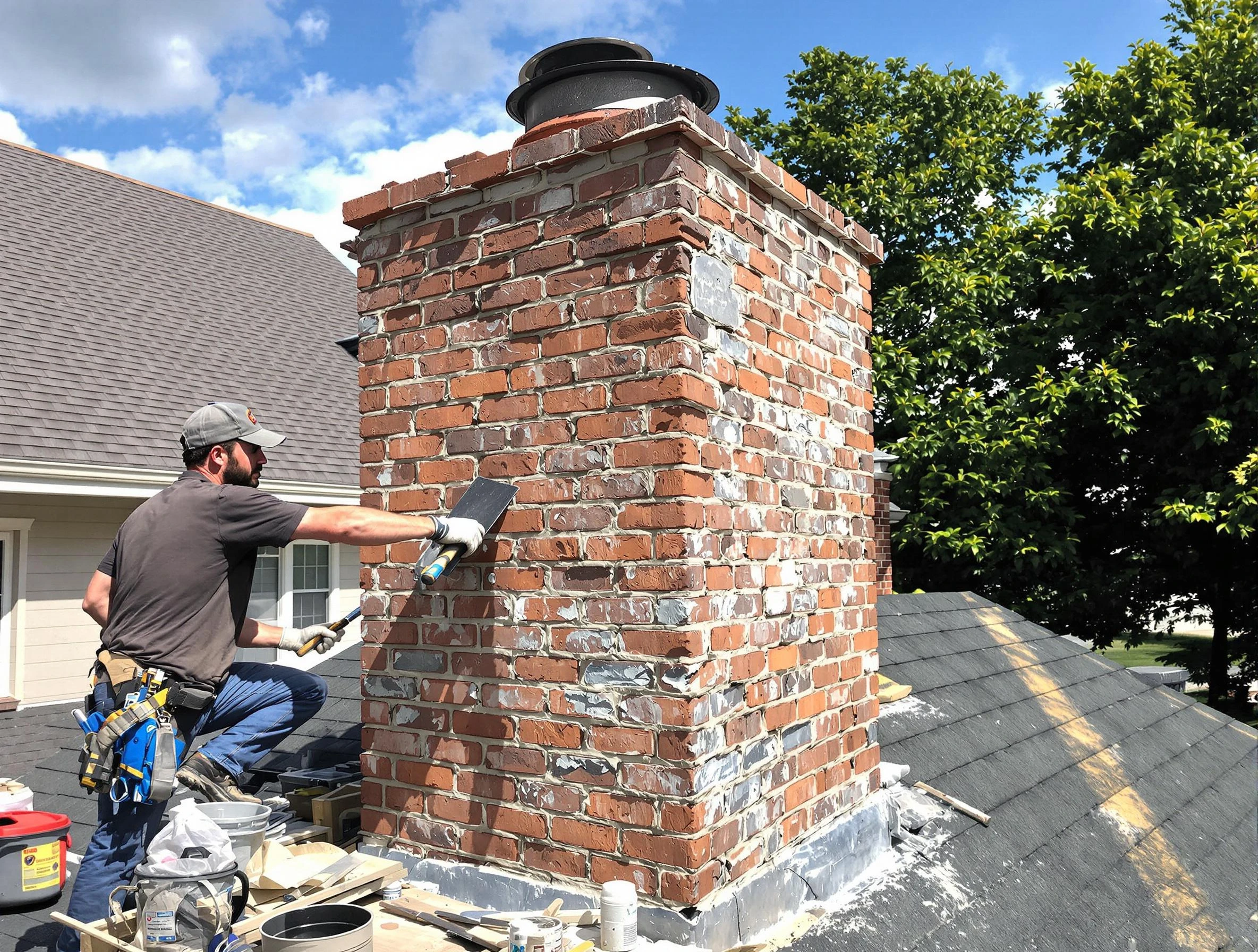 Completed chimney rebuild by Danvers Chimney Sweep in Danvers, MA