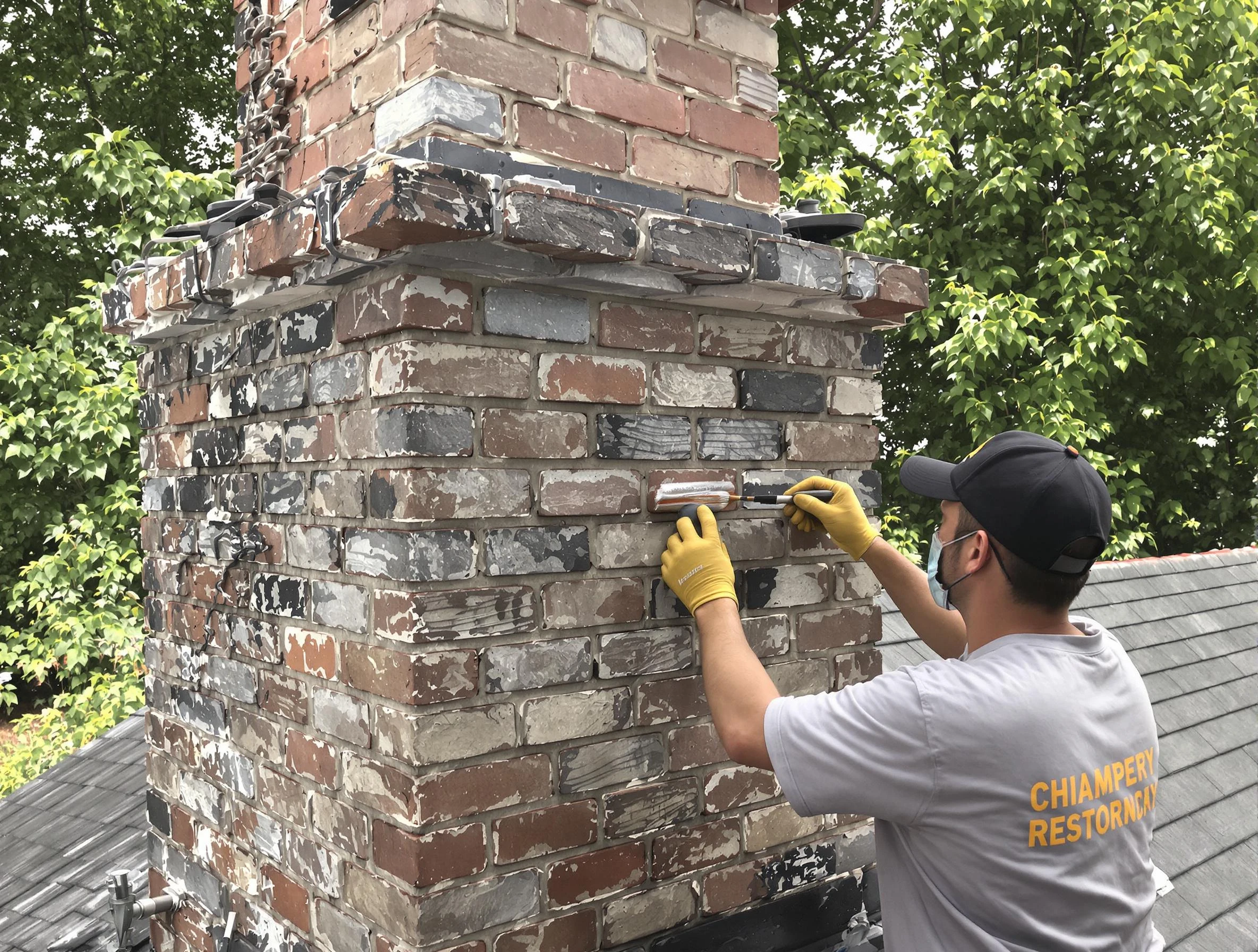 In-progress chimney restoration by Danvers Chimney Sweep in Danvers, MA